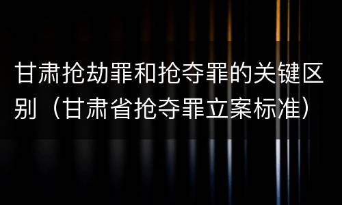 甘肃抢劫罪和抢夺罪的关键区别（甘肃省抢夺罪立案标准）
