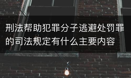 刑法帮助犯罪分子逃避处罚罪的司法规定有什么主要内容