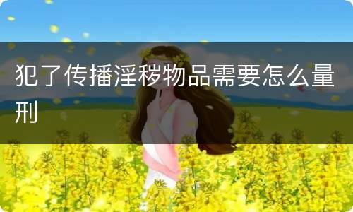 犯了传播淫秽物品需要怎么量刑