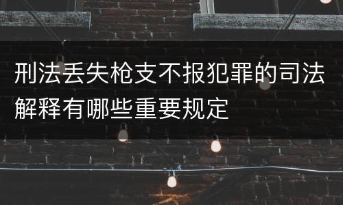 刑法丢失枪支不报犯罪的司法解释有哪些重要规定