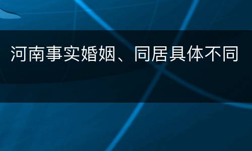 河南事实婚姻、同居具体不同