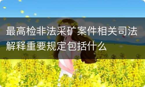 最高检非法采矿案件相关司法解释重要规定包括什么