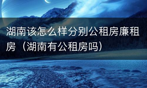 湖南该怎么样分别公租房廉租房（湖南有公租房吗）