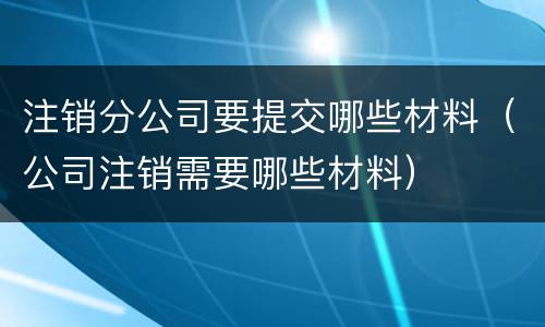 注销分公司要提交哪些材料（公司注销需要哪些材料）