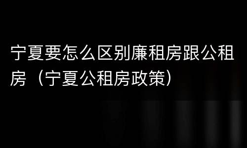 宁夏要怎么区别廉租房跟公租房（宁夏公租房政策）