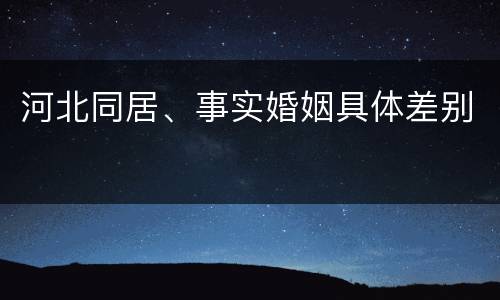 河北同居、事实婚姻具体差别