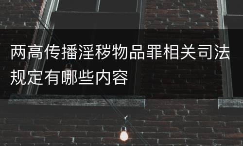 两高传播淫秽物品罪相关司法规定有哪些内容