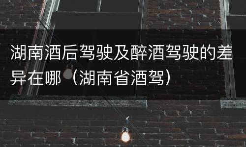 湖南酒后驾驶及醉酒驾驶的差异在哪（湖南省酒驾）