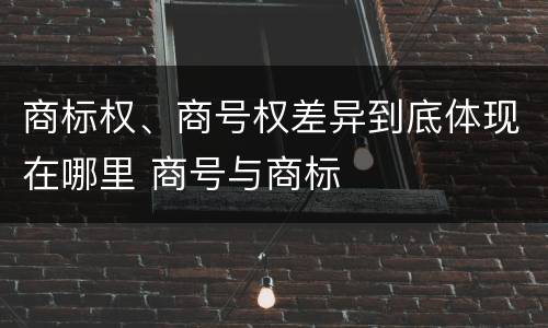 商标权、商号权差异到底体现在哪里 商号与商标