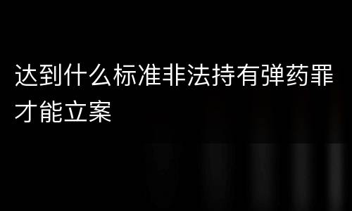 达到什么标准非法持有弹药罪才能立案