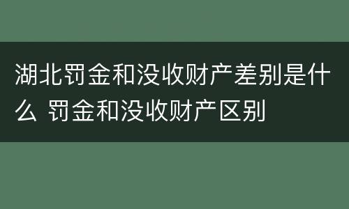 湖北罚金和没收财产差别是什么 罚金和没收财产区别