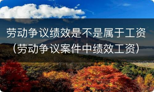 劳动争议绩效是不是属于工资（劳动争议案件中绩效工资）