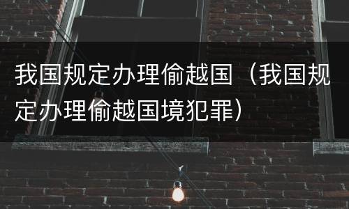 我国规定办理偷越国（我国规定办理偷越国境犯罪）