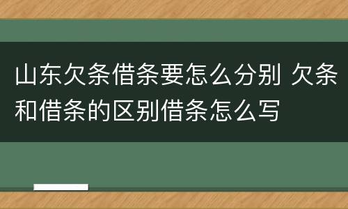 山东欠条借条要怎么分别 欠条和借条的区别借条怎么写