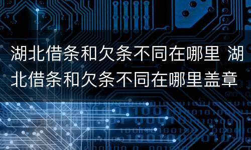 湖北借条和欠条不同在哪里 湖北借条和欠条不同在哪里盖章