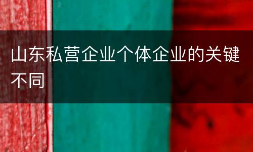 山东私营企业个体企业的关键不同