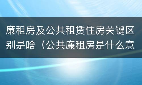 廉租房及公共租赁住房关键区别是啥（公共廉租房是什么意思）