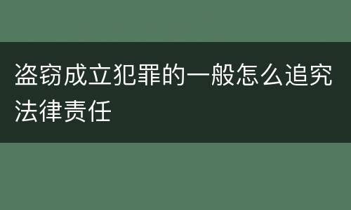 盗窃成立犯罪的一般怎么追究法律责任