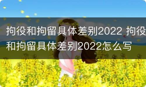 拘役和拘留具体差别2022 拘役和拘留具体差别2022怎么写