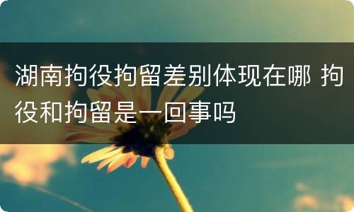 湖南拘役拘留差别体现在哪 拘役和拘留是一回事吗