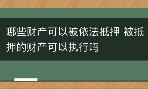 哪些财产可以被依法抵押 被抵押的财产可以执行吗