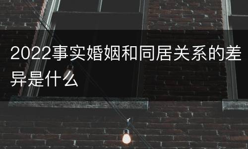 2022事实婚姻和同居关系的差异是什么