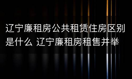 辽宁廉租房公共租赁住房区别是什么 辽宁廉租房租售并举