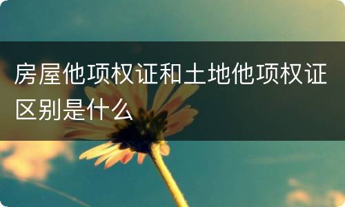 房屋他项权证和土地他项权证区别是什么