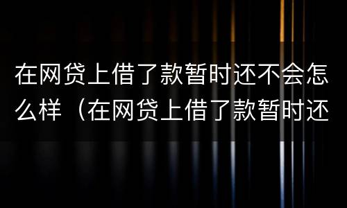 在网贷上借了款暂时还不会怎么样（在网贷上借了款暂时还不会怎么样了）