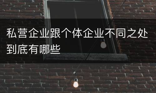 私营企业跟个体企业不同之处到底有哪些