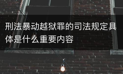 刑法暴动越狱罪的司法规定具体是什么重要内容