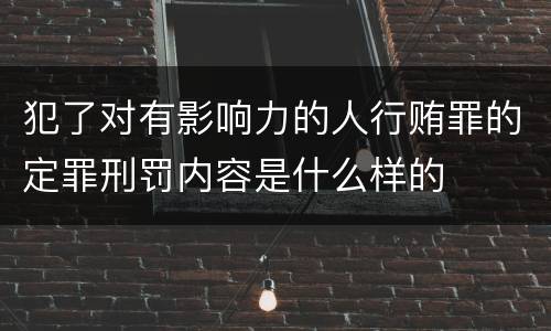 犯了对有影响力的人行贿罪的定罪刑罚内容是什么样的