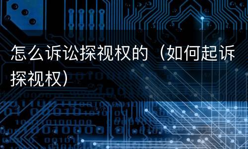 怎么诉讼探视权的（如何起诉探视权）
