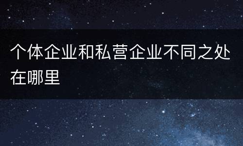个体企业和私营企业不同之处在哪里