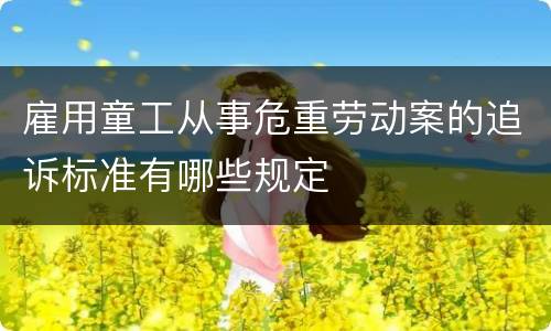 雇用童工从事危重劳动案的追诉标准有哪些规定