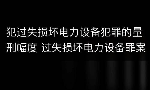 犯过失损坏电力设备犯罪的量刑幅度 过失损坏电力设备罪案例