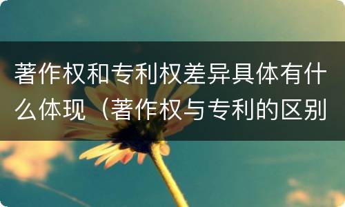 著作权和专利权差异具体有什么体现（著作权与专利的区别）