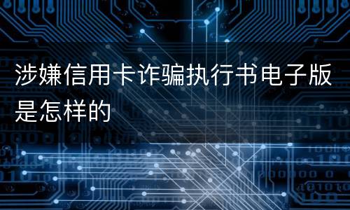 涉嫌信用卡诈骗执行书电子版是怎样的