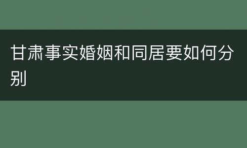 甘肃事实婚姻和同居要如何分别