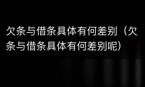 欠条与借条具体有何差别（欠条与借条具体有何差别呢）