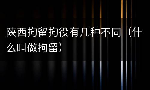 陕西拘留拘役有几种不同（什么叫做拘留）