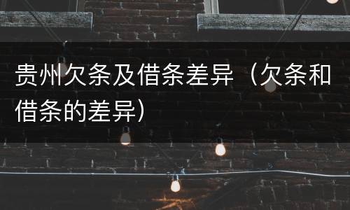 贵州欠条及借条差异（欠条和借条的差异）