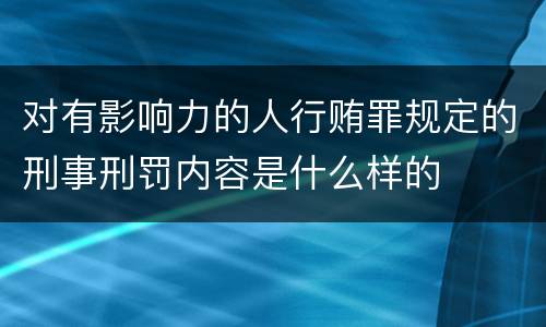 对有影响力的人行贿罪规定的刑事刑罚内容是什么样的