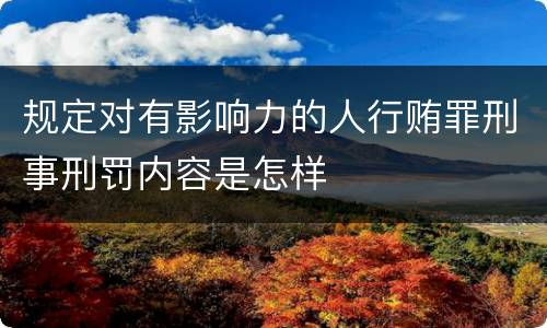 规定对有影响力的人行贿罪刑事刑罚内容是怎样