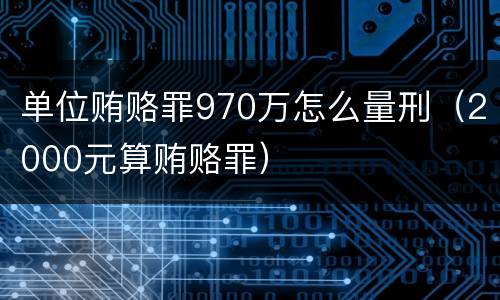 单位贿赂罪970万怎么量刑（2000元算贿赂罪）