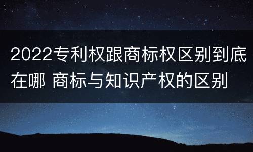 2022专利权跟商标权区别到底在哪 商标与知识产权的区别