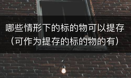 哪些情形下的标的物可以提存（可作为提存的标的物的有）