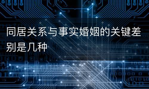 同居关系与事实婚姻的关键差别是几种