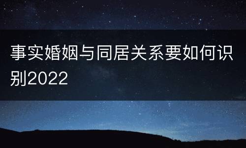 事实婚姻与同居关系要如何识别2022
