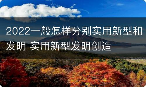 2022一般怎样分别实用新型和发明 实用新型发明创造